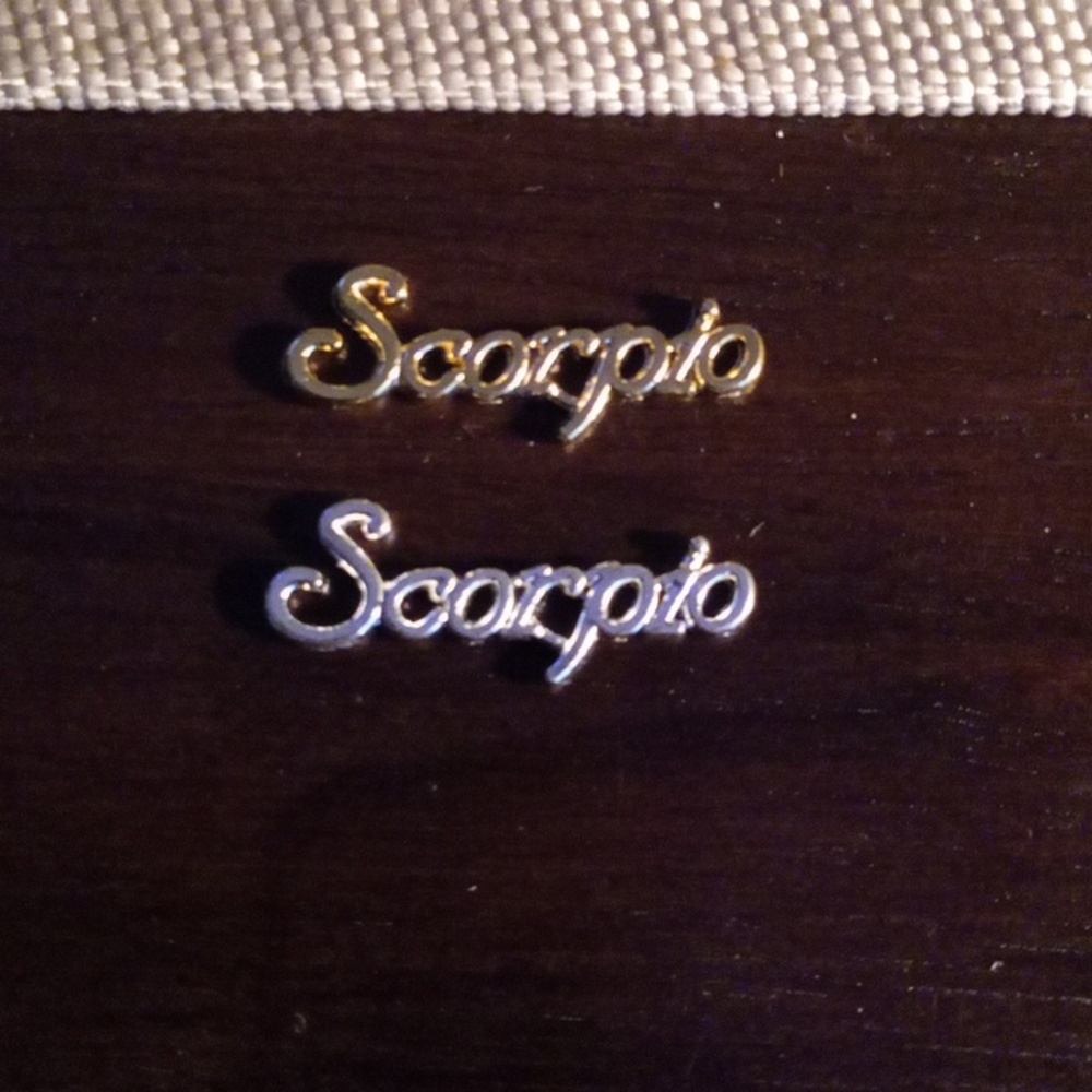 NEW SCORPIO ZODIAC GOLD  &  SILVER TONE 3D METAL NAIL CHARMS (2PCS)